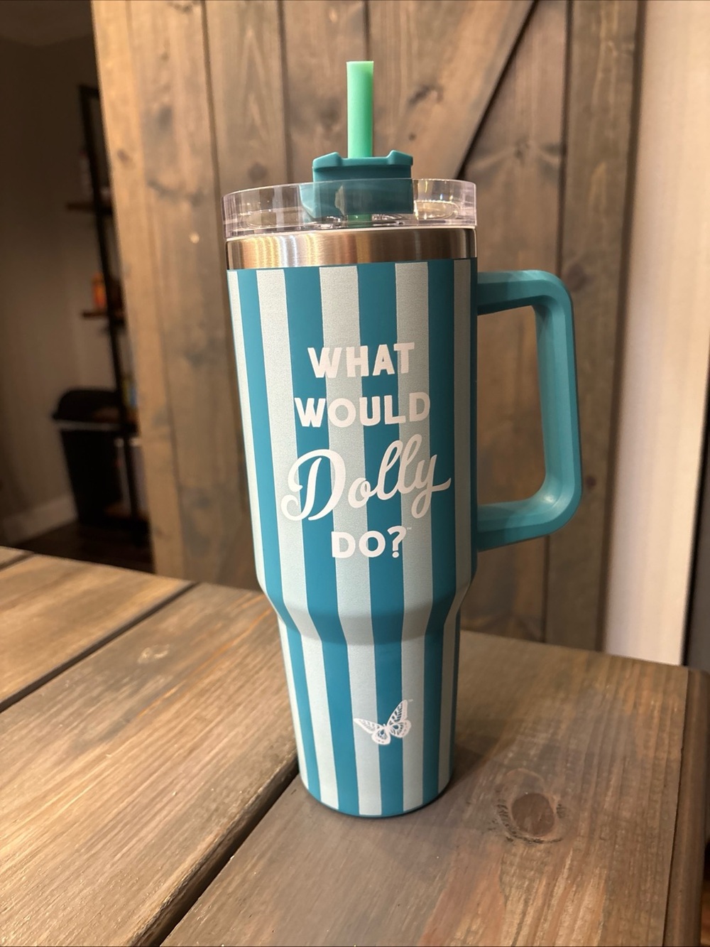 Dolly Parton Signature Brand 40 oz Tumbler What Would Dolly Do - stripes